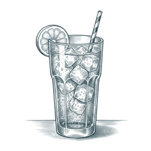 Ilustración grabada de refresco de la carta de Don Bigote Gastrobar (La Barrosa)