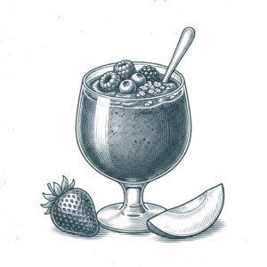 Ilustración grabada de acai de la carta de Don Bigote Gastrobar (La Barrosa)